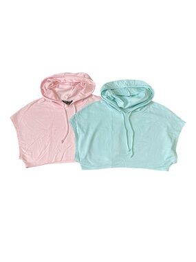 Bundle of 2 Cropped Short Sleeve Hoodies Women’s size M